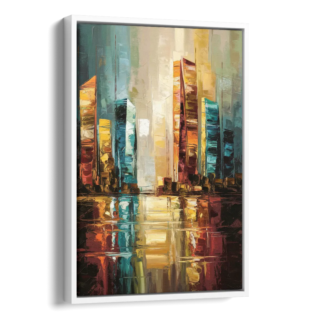 Mobile Abstract Cityscape Modern Side - White Canvas Wall Art