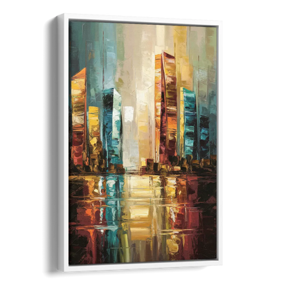 Mobile Abstract Cityscape Modern Side - White Canvas Wall Art