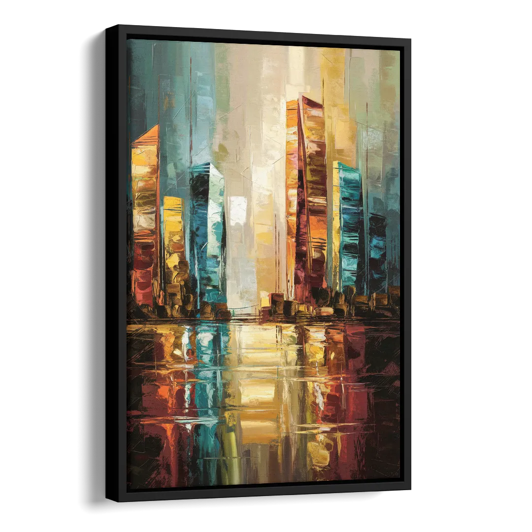 Mobile Abstract Cityscape Modern Side - Black Canvas Wall Art