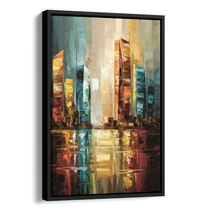 Mobile Abstract Cityscape Modern Side - Black Canvas Wall Art