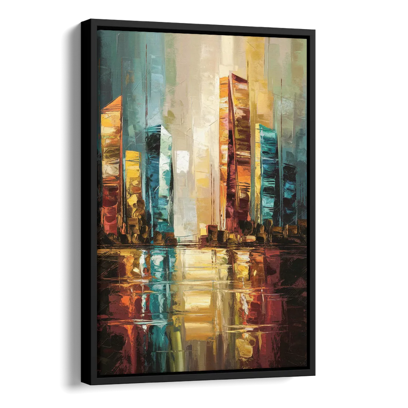 Mobile Abstract Cityscape Modern Side - Black Canvas Wall Art