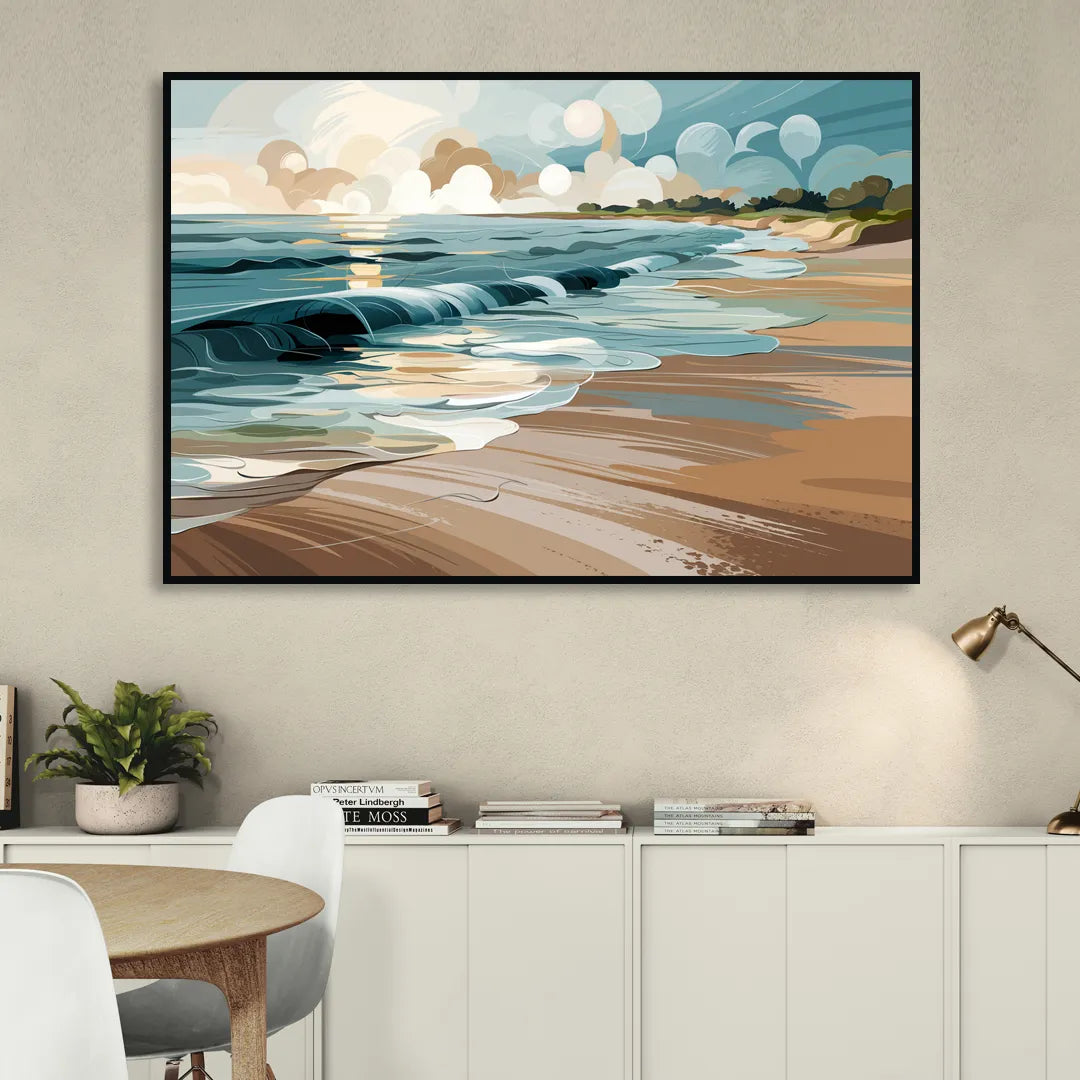 Mobile Coastal Vibes Living Room - Black Canvas Wall Art
