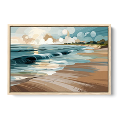 Mobile Coastal Vibes - Oak Framed Canvas Wall Art - Front