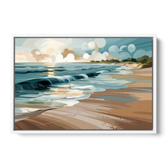 Mobile Coastal Vibes - White Framed Canvas Wall Art - Front