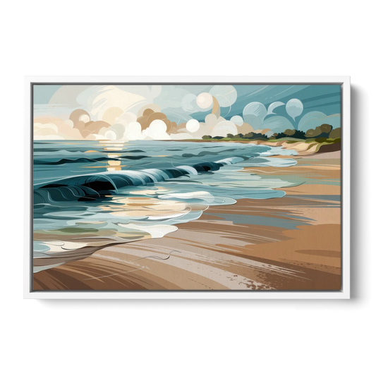 Mobile Coastal Vibes - White Framed Canvas Wall Art - Front