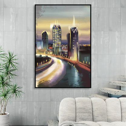 Mobile Downtown Aesthetic Living Room - Black Canvas Wall Art