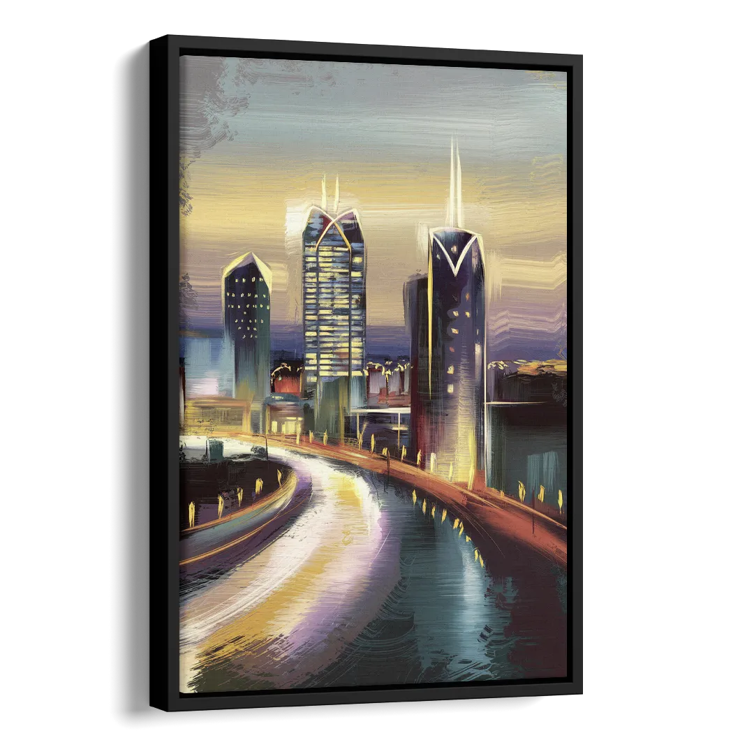 Mobile Downtown Aesthetic Side - Black Canvas Wall Art