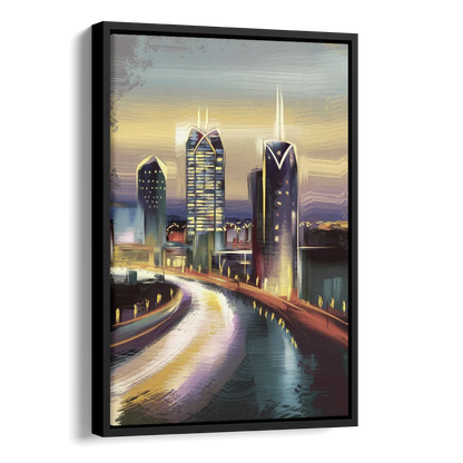 Mobile Downtown Aesthetic Side - Black Canvas Wall Art