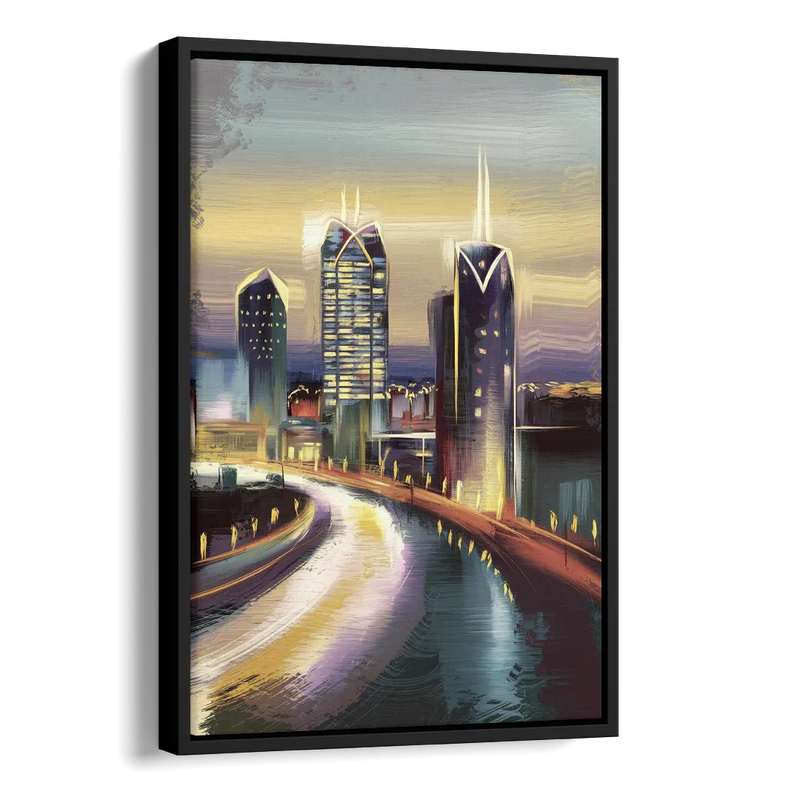 Mobile Downtown Aesthetic Side - Black Canvas Wall Art