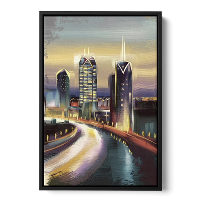 Mobile Downtown Aesthetic Front - Black Canvas Wall Art