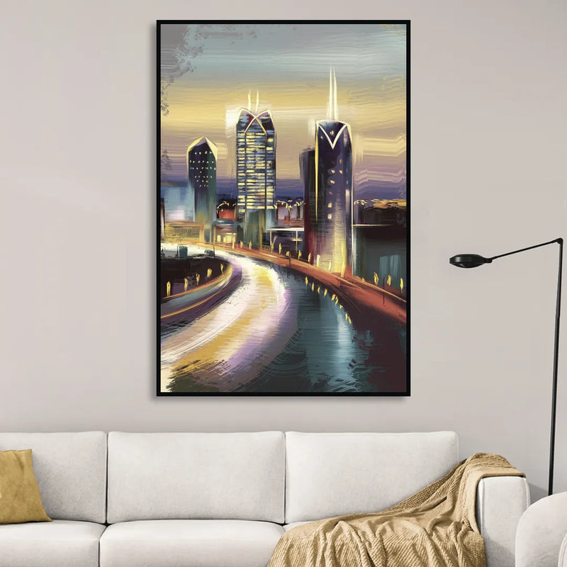 Mobile Downtown Aesthetic Sitting Room - Black Canvas Wall Art