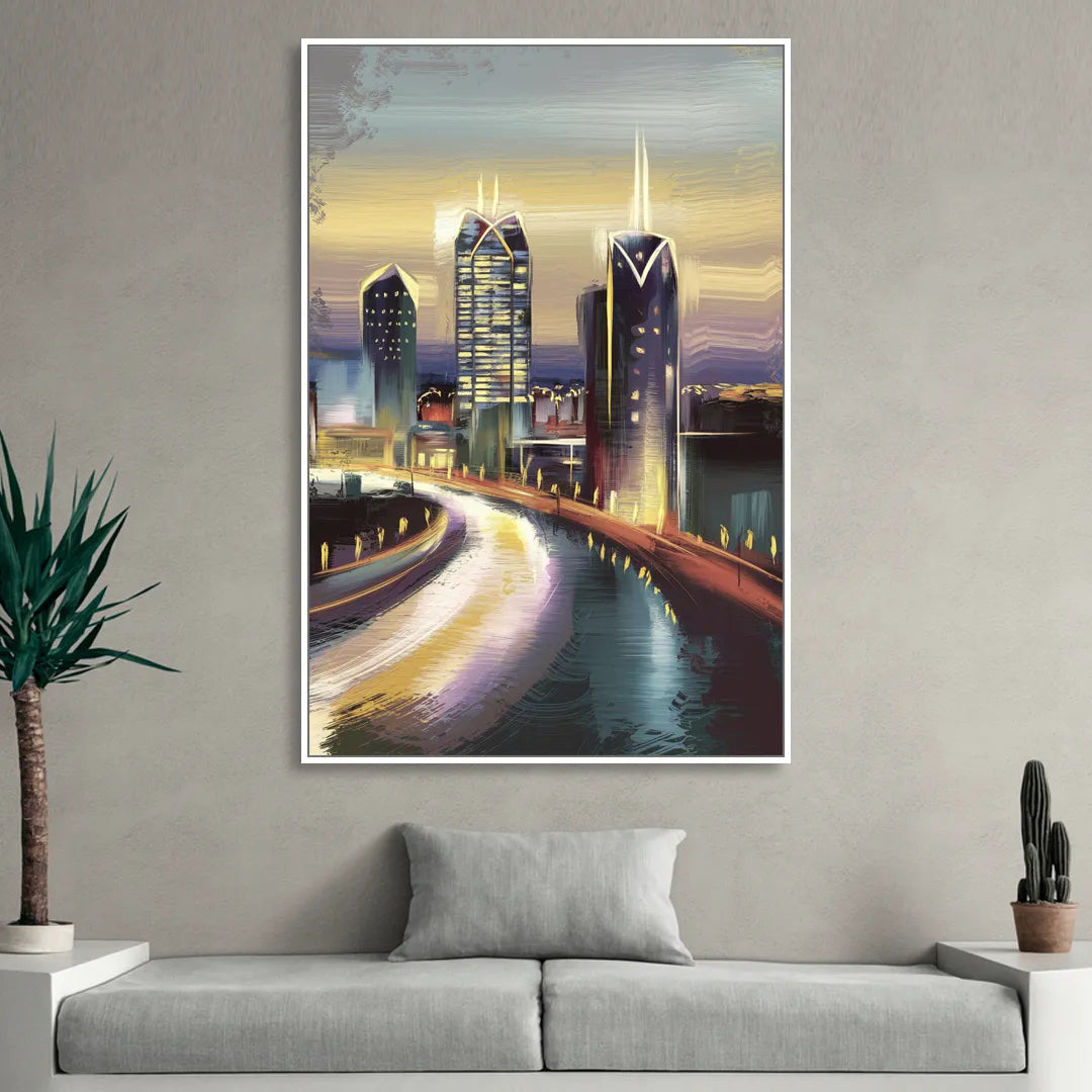 Mobile Downtown Aesthetic Sitting Room - White Canvas Wall Art