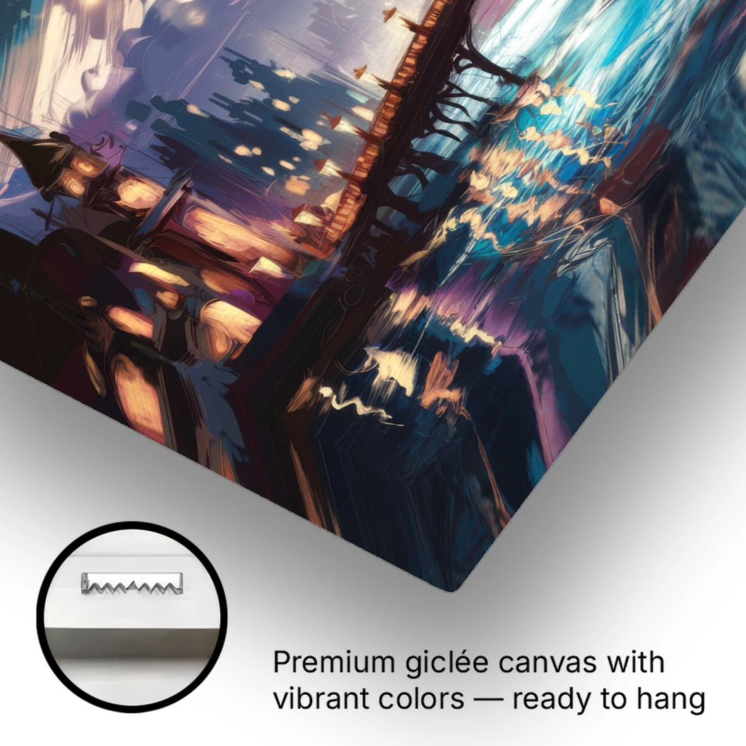 Mobile Nightscape Glow - Canvas Wall Art - Gallery Wrap Corner