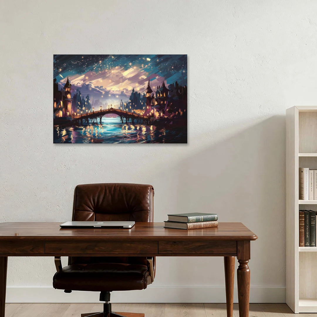 Mobile Nightscape Glow - Canvas Wall Art - Office - 36x24