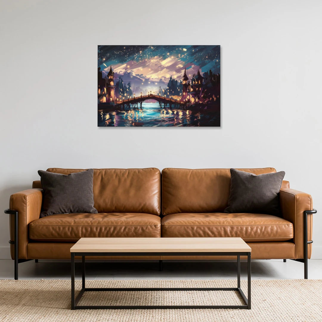 Mobile Nightscape Glow - Canvas Wall Art - Sofa - 36x24