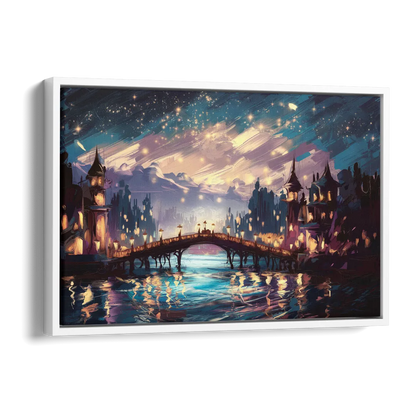 Mobile Nightscape Glow Side - White Canvas Wall Art