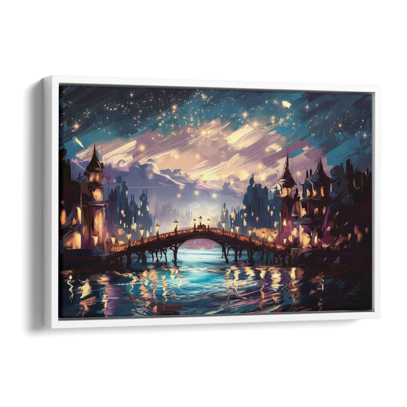 Mobile Nightscape Glow Side - White Canvas Wall Art