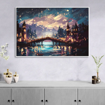 Mobile Nightscape Glow Sitting Room - White Canvas Wall Art