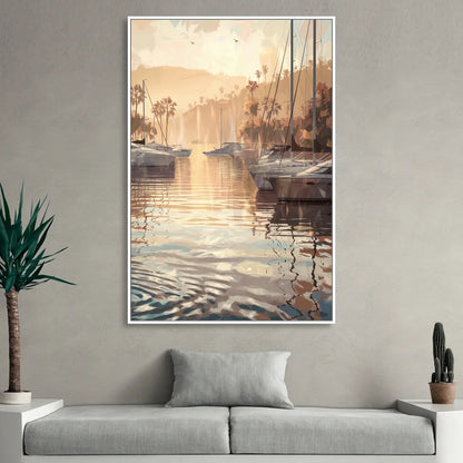 Mobile Scenic Harbor Living Room - White Canvas Wall Art