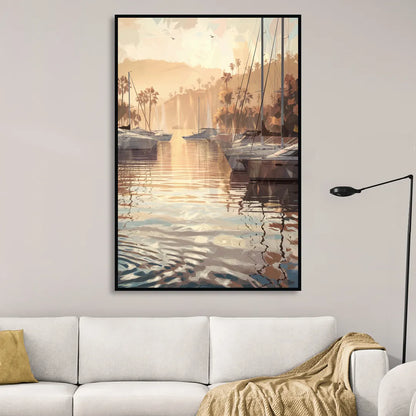 Mobile Scenic Harbor Living Room - Black Canvas Wall Art