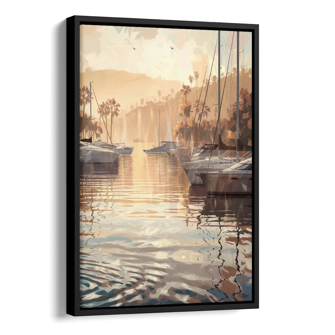 Mobile Scenic Harbor Side - Black Canvas Wall Art