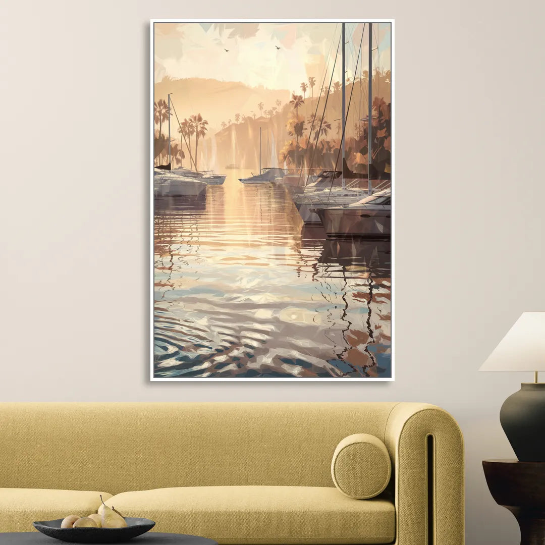 Mobile Scenic Harbor Sitting Room - White Canvas Wall Art
