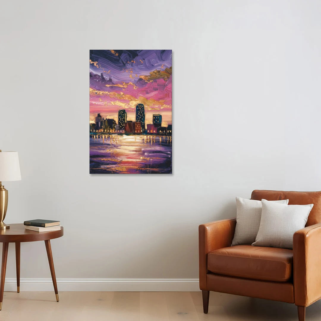 Mobile Skyline Sunset - Canvas Wall Art - Sofa - 24x36
