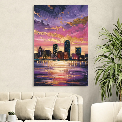 Mobile Skyline Sunset Living Room - Canvas Wall Art