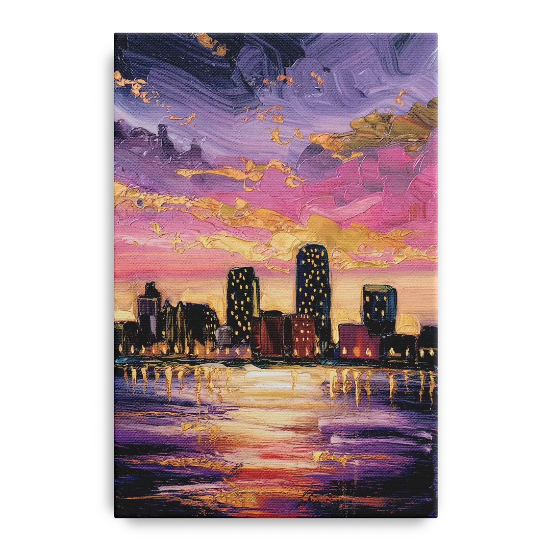 Mobile Skyline Sunset Front - Canvas Wall Art