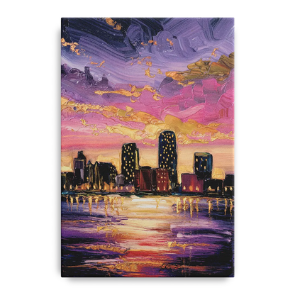 Mobile Skyline Sunset Front - Canvas Wall Art