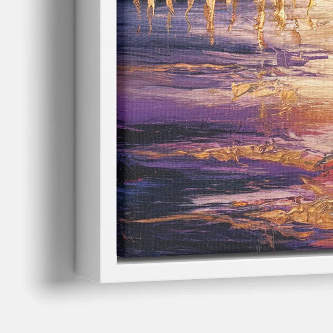 Mobile Skyline Sunset - Close-Up White Frame Canvas