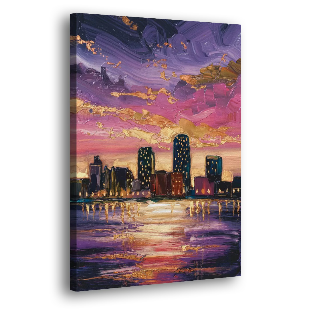 Mobile Skyline Sunset Side - Canvas Wall Art