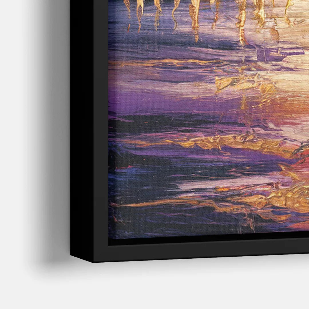 Mobile Skyline Sunset - Close-Up Black Frame Canvas