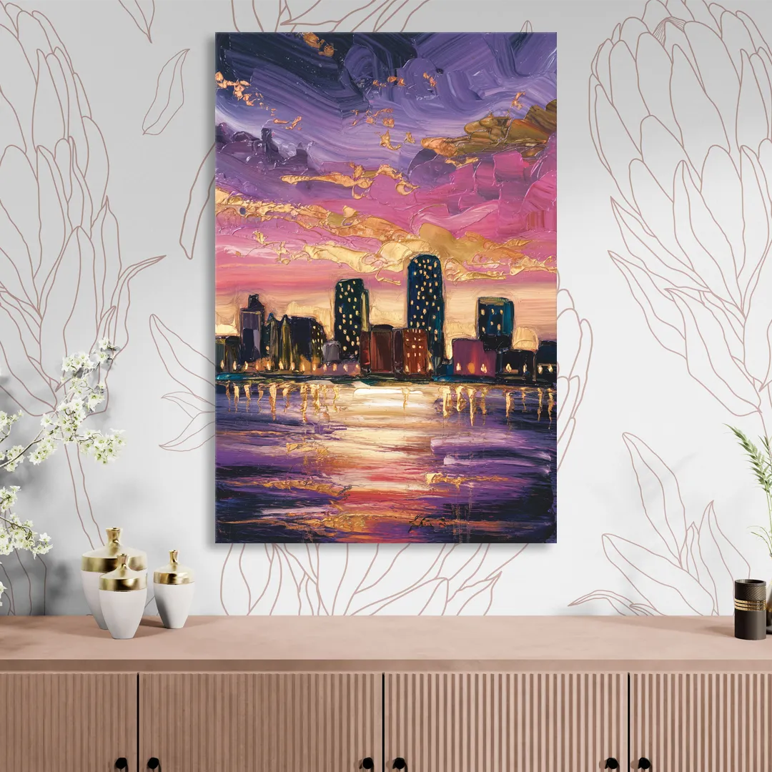 Mobile Skyline Sunset Sitting Room - Canvas Wall Art