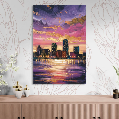 Mobile Skyline Sunset Sitting Room - Canvas Wall Art