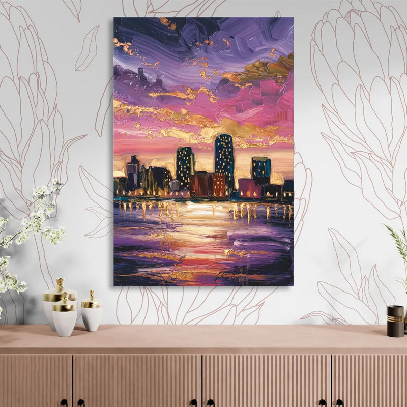 Mobile Skyline Sunset Sitting Room - Canvas Wall Art