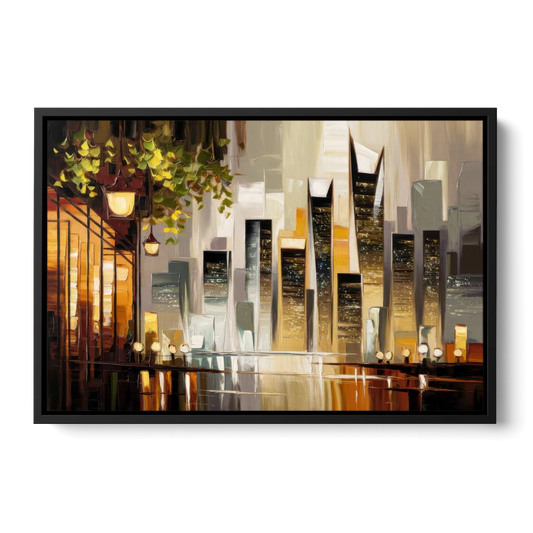 Mobile Urban Charm - Black Framed Canvas Wall Art - Front