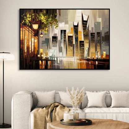 Mobile Urban Charm Living Room - Black Canvas Wall Art