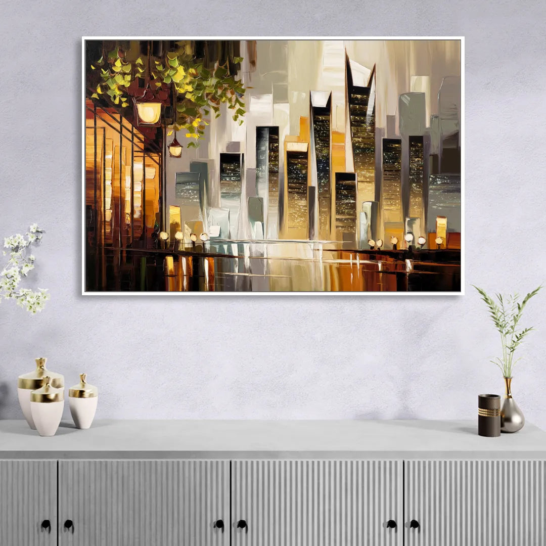 Mobile Urban Charm Living Room - White Canvas Wall Art