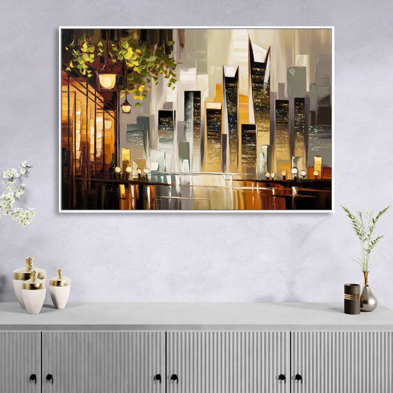Mobile Urban Charm Living Room - White Canvas Wall Art
