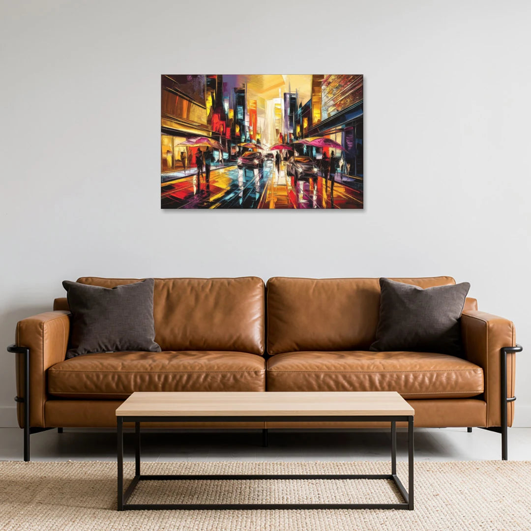 Mobile Vibrant Streets - Canvas Wall Art - Sofa - 36x24