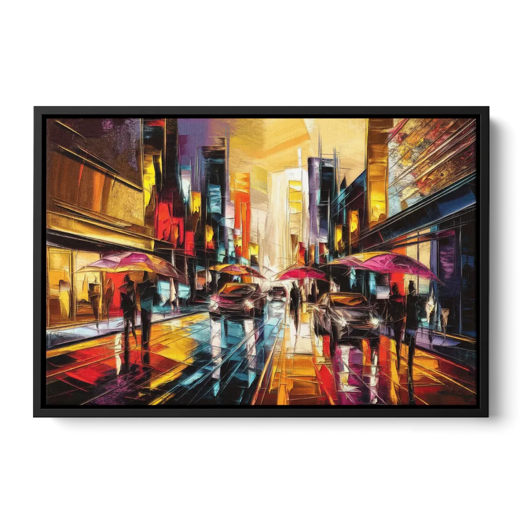 Mobile Vibrant Streets Front - Black Canvas Wall Art
