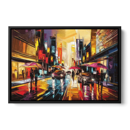 Mobile Vibrant Streets Front - Black Canvas Wall Art