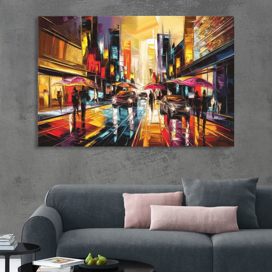 Mobile Vibrant Streets Living Room - Canvas Wall Art