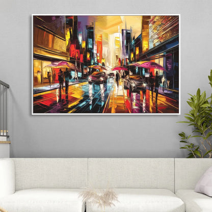 Mobile Vibrant Streets Sitting Room - White Canvas Wall Art