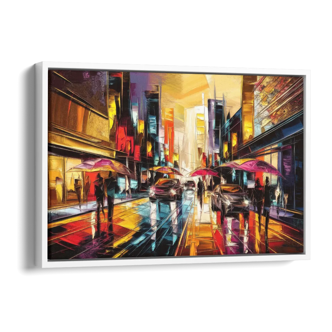 Mobile Vibrant Streets Side - White Canvas Wall Art