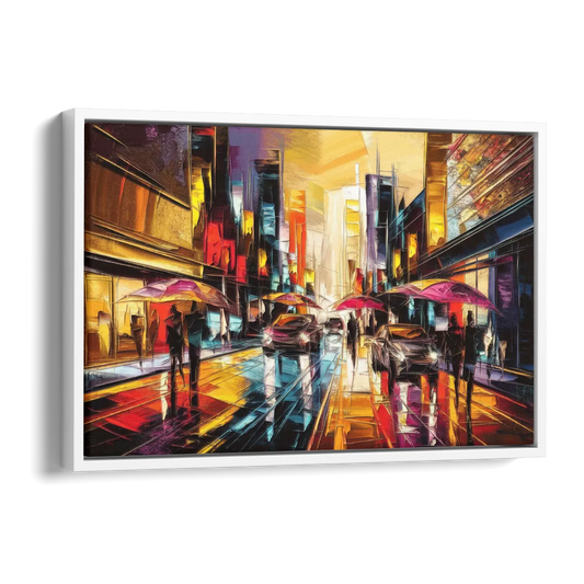 Mobile Vibrant Streets Side - White Canvas Wall Art