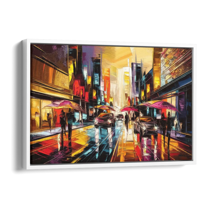 Mobile Vibrant Streets Side - White Canvas Wall Art