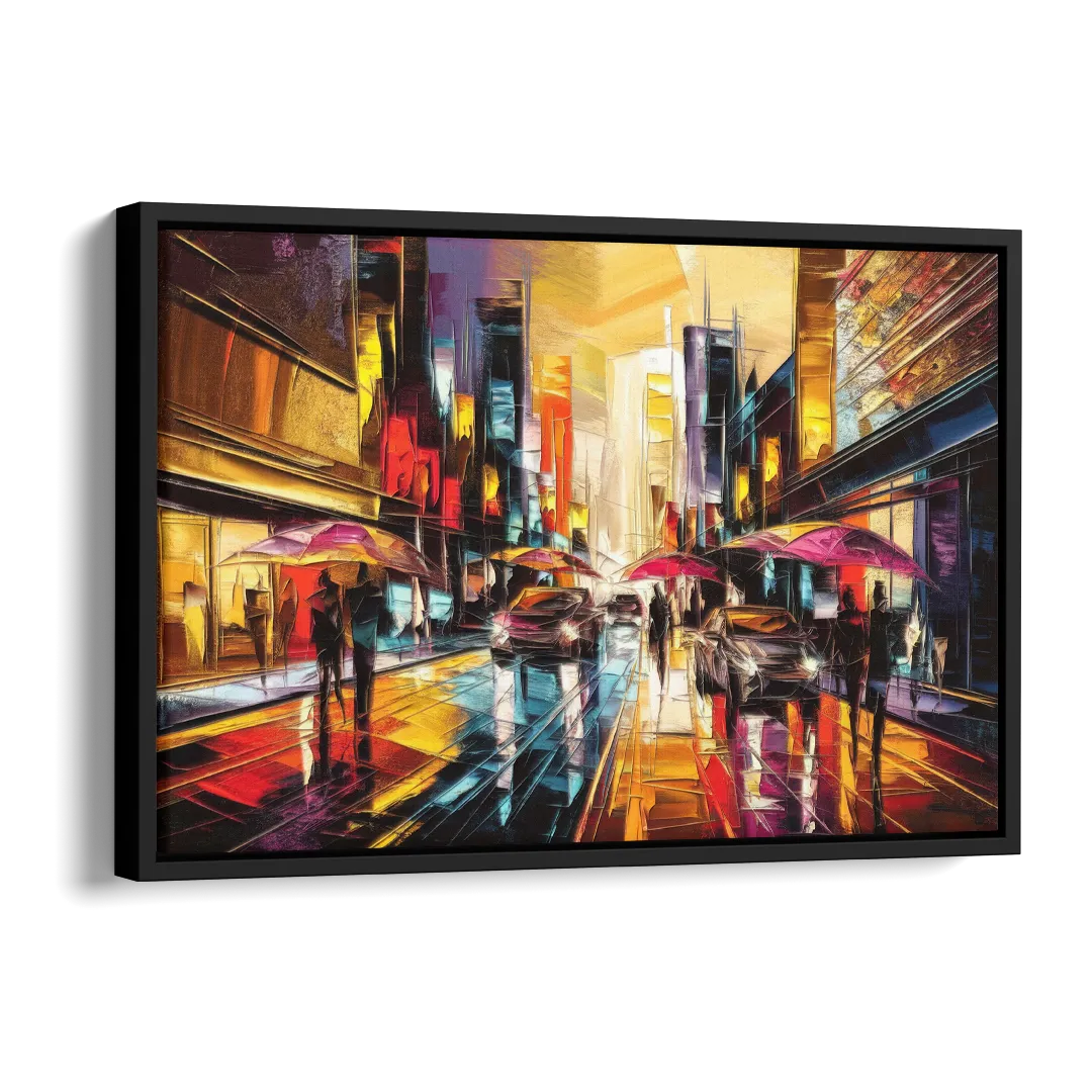 Mobile Vibrant Streets Side - Black Canvas Wall Art