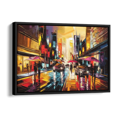 Mobile Vibrant Streets Side - Black Canvas Wall Art